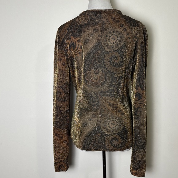 Carlisle VTG 90s Sparkle Top 12‎ Paisley Metallic Holiday Party Cocktail Glam - Picture 3 of 7